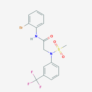 molecular formula C16H14BrF3N2O3S B3686525 N~1~-(2-bromophenyl)-N~2~-(methylsulfonyl)-N~2~-[3-(trifluoromethyl)phenyl]glycinamide 