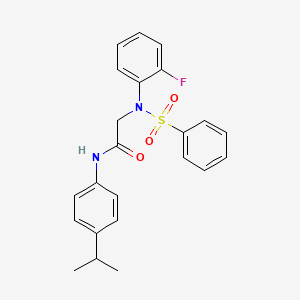 molecular formula C23H23FN2O3S B3686554 N~2~-(2-fluorophenyl)-N~1~-(4-isopropylphenyl)-N~2~-(phenylsulfonyl)glycinamide 
