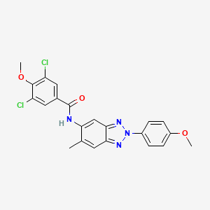 molecular formula C22H18Cl2N4O3 B3686588 3,5-dichloro-4-methoxy-N-[2-(4-methoxyphenyl)-6-methyl-2H-benzotriazol-5-yl]benzamide 
