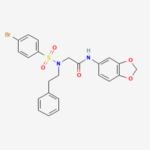 molecular formula C23H21BrN2O5S B3686628 N~1~-1,3-benzodioxol-5-yl-N~2~-[(4-bromophenyl)sulfonyl]-N~2~-(2-phenylethyl)glycinamide 