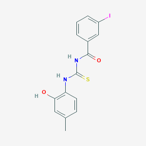 molecular formula C15H13IN2O2S B3687362 N-{[(2-hydroxy-4-methylphenyl)amino]carbonothioyl}-3-iodobenzamide 