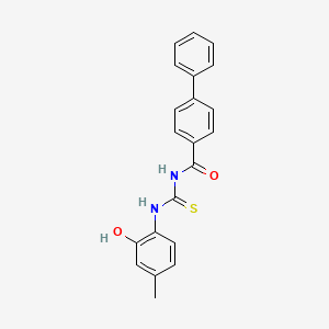molecular formula C21H18N2O2S B3687396 N-[(2-hydroxy-4-methylphenyl)carbamothioyl]biphenyl-4-carboxamide 