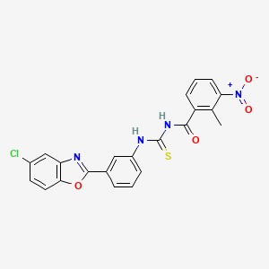 molecular formula C22H15ClN4O4S B3687415 N-{[3-(5-chloro-1,3-benzoxazol-2-yl)phenyl]carbamothioyl}-2-methyl-3-nitrobenzamide 