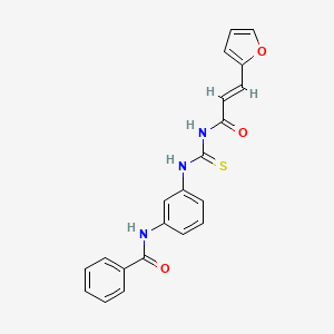 molecular formula C21H17N3O3S B3687460 N-{3-[({[3-(2-furyl)acryloyl]amino}carbonothioyl)amino]phenyl}benzamide 