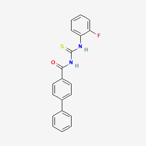 molecular formula C20H15FN2OS B3687509 N-[(2-fluorophenyl)carbamothioyl]-4-phenylbenzamide 