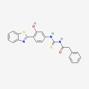 molecular formula C22H17N3O2S2 B3687512 N-{[4-(1,3-benzothiazol-2-yl)-3-hydroxyphenyl]carbamothioyl}-2-phenylacetamide 