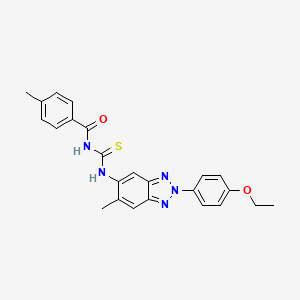 molecular formula C24H23N5O2S B3687528 N-({[2-(4-ethoxyphenyl)-6-methyl-2H-1,2,3-benzotriazol-5-yl]amino}carbonothioyl)-4-methylbenzamide 