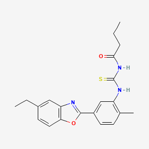 molecular formula C21H23N3O2S B3687547 N-{[5-(5-ethyl-1,3-benzoxazol-2-yl)-2-methylphenyl]carbamothioyl}butanamide 