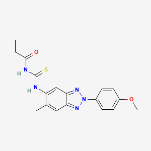 molecular formula C18H19N5O2S B3687584 N-{[2-(4-methoxyphenyl)-6-methyl-2H-benzotriazol-5-yl]carbamothioyl}propanamide 