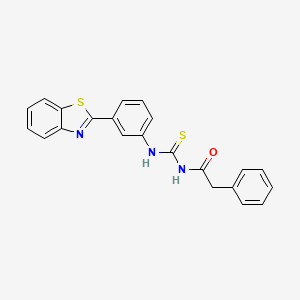 molecular formula C22H17N3OS2 B3687585 N-{[3-(1,3-benzothiazol-2-yl)phenyl]carbamothioyl}-2-phenylacetamide 