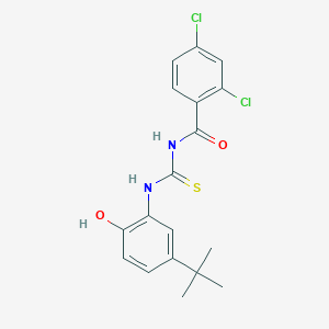 molecular formula C18H18Cl2N2O2S B3687587 N-[(5-tert-butyl-2-hydroxyphenyl)carbamothioyl]-2,4-dichlorobenzamide 