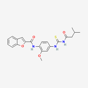 molecular formula C22H23N3O4S B3687641 N-(2-methoxy-4-{[(3-methylbutanoyl)carbamothioyl]amino}phenyl)-1-benzofuran-2-carboxamide 