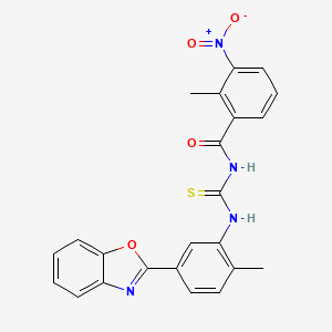 molecular formula C23H18N4O4S B3687644 N-{[5-(1,3-benzoxazol-2-yl)-2-methylphenyl]carbamothioyl}-2-methyl-3-nitrobenzamide 