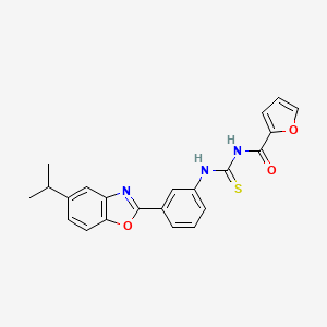 molecular formula C22H19N3O3S B3687683 N-({[3-(5-isopropyl-1,3-benzoxazol-2-yl)phenyl]amino}carbonothioyl)-2-furamide 