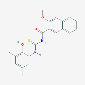 molecular formula C21H20N2O3S B3687686 N-[(2-hydroxy-3,5-dimethylphenyl)carbamothioyl]-3-methoxynaphthalene-2-carboxamide 