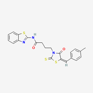 molecular formula C22H19N3O2S3 B3687722 N-1,3-benzothiazol-2-yl-4-[5-(4-methylbenzylidene)-4-oxo-2-thioxo-1,3-thiazolidin-3-yl]butanamide 