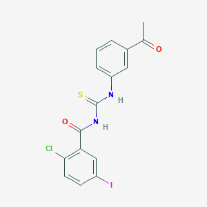 molecular formula C16H12ClIN2O2S B3687751 N-[(3-acetylphenyl)carbamothioyl]-2-chloro-5-iodobenzamide 