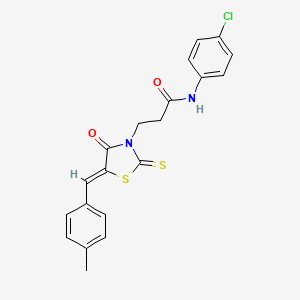 molecular formula C20H17ClN2O2S2 B3687777 N-(4-chlorophenyl)-3-[5-(4-methylbenzylidene)-4-oxo-2-thioxo-1,3-thiazolidin-3-yl]propanamide 