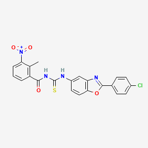 molecular formula C22H15ClN4O4S B3687833 N-{[2-(4-chlorophenyl)-1,3-benzoxazol-5-yl]carbamothioyl}-2-methyl-3-nitrobenzamide CAS No. 429642-04-6