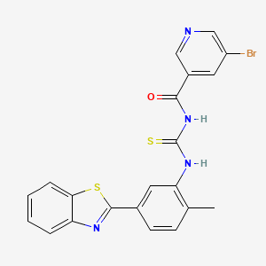 molecular formula C21H15BrN4OS2 B3687925 N-({[5-(1,3-benzothiazol-2-yl)-2-methylphenyl]amino}carbonothioyl)-5-bromonicotinamide 