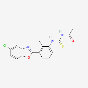 molecular formula C18H16ClN3O2S B3687978 N-({[3-(5-chloro-1,3-benzoxazol-2-yl)-2-methylphenyl]amino}carbonothioyl)propanamide 
