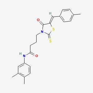 molecular formula C23H24N2O2S2 B3688004 N-(3,4-dimethylphenyl)-4-[5-(4-methylbenzylidene)-4-oxo-2-thioxo-1,3-thiazolidin-3-yl]butanamide 
