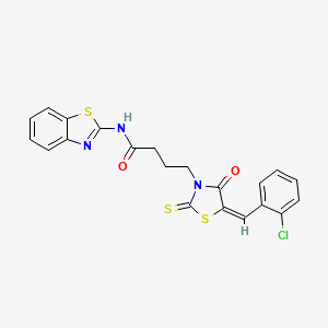 molecular formula C21H16ClN3O2S3 B3688021 N-1,3-benzothiazol-2-yl-4-[5-(2-chlorobenzylidene)-4-oxo-2-thioxo-1,3-thiazolidin-3-yl]butanamide 