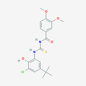 molecular formula C20H23ClN2O4S B3688068 N-[(5-tert-butyl-3-chloro-2-hydroxyphenyl)carbamothioyl]-3,4-dimethoxybenzamide 