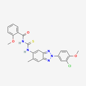molecular formula C23H20ClN5O3S B3688086 N-({[2-(3-chloro-4-methoxyphenyl)-6-methyl-2H-1,2,3-benzotriazol-5-yl]amino}carbonothioyl)-2-methoxybenzamide 