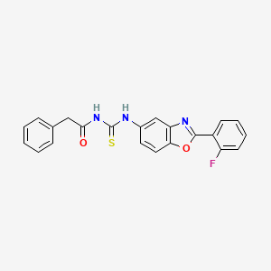 molecular formula C22H16FN3O2S B3688092 N-{[2-(2-fluorophenyl)-1,3-benzoxazol-5-yl]carbamothioyl}-2-phenylacetamide 