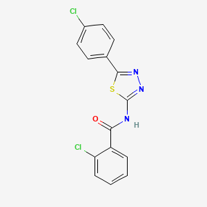molecular formula C15H9Cl2N3OS B3688099 2-chloro-N-[5-(4-chlorophenyl)-1,3,4-thiadiazol-2-yl]benzamide 