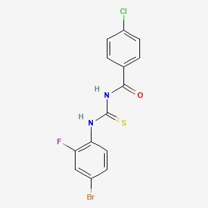 molecular formula C14H9BrClFN2OS B3688151 N-[(4-bromo-2-fluorophenyl)carbamothioyl]-4-chlorobenzamide 