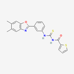 molecular formula C21H17N3O2S2 B3688252 N-{[3-(5,6-dimethyl-1,3-benzoxazol-2-yl)phenyl]carbamothioyl}thiophene-2-carboxamide 