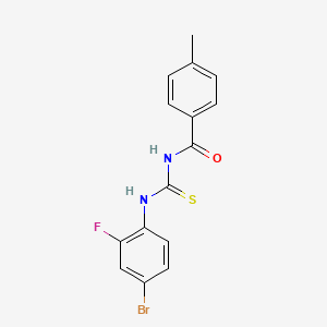 molecular formula C15H12BrFN2OS B3688275 N-[(4-bromo-2-fluorophenyl)carbamothioyl]-4-methylbenzamide 