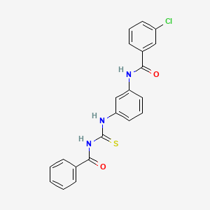 molecular formula C21H16ClN3O2S B3688440 N-[3-(benzoylcarbamothioylamino)phenyl]-3-chlorobenzamide 