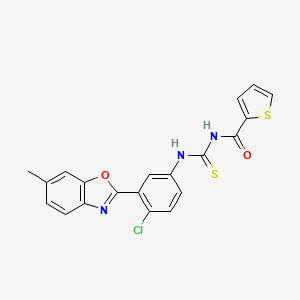 molecular formula C20H14ClN3O2S2 B3688494 N-{[4-chloro-3-(6-methyl-1,3-benzoxazol-2-yl)phenyl]carbamothioyl}thiophene-2-carboxamide 
