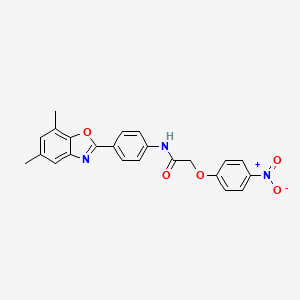 molecular formula C23H19N3O5 B3688534 N-[4-(5,7-dimethyl-1,3-benzoxazol-2-yl)phenyl]-2-(4-nitrophenoxy)acetamide 