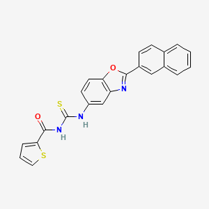 molecular formula C23H15N3O2S2 B3688577 N-{[2-(naphthalen-2-yl)-1,3-benzoxazol-5-yl]carbamothioyl}thiophene-2-carboxamide 