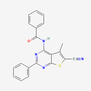 molecular formula C21H14N4OS B3688601 N-(6-cyano-5-methyl-2-phenylthieno[2,3-d]pyrimidin-4-yl)benzamide 