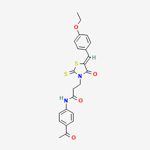 molecular formula C23H22N2O4S2 B3688670 N-(4-acetylphenyl)-3-[5-(4-ethoxybenzylidene)-4-oxo-2-thioxo-1,3-thiazolidin-3-yl]propanamide 