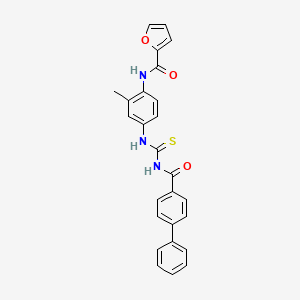 molecular formula C26H21N3O3S B3688676 N-[4-({[(4-biphenylylcarbonyl)amino]carbonothioyl}amino)-2-methylphenyl]-2-furamide 