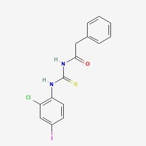 molecular formula C15H12ClIN2OS B3688715 N-[(2-chloro-4-iodophenyl)carbamothioyl]-2-phenylacetamide 