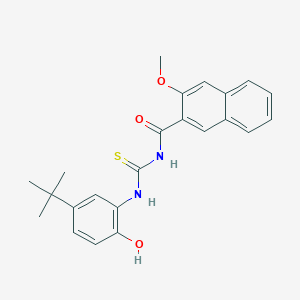 molecular formula C23H24N2O3S B3688743 N-[(5-tert-butyl-2-hydroxyphenyl)carbamothioyl]-3-methoxynaphthalene-2-carboxamide 