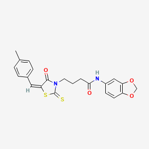 molecular formula C22H20N2O4S2 B3688765 N-1,3-benzodioxol-5-yl-4-[5-(4-methylbenzylidene)-4-oxo-2-thioxo-1,3-thiazolidin-3-yl]butanamide 