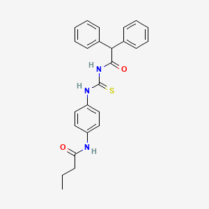 molecular formula C25H25N3O2S B3688774 N-[4-({[(diphenylacetyl)amino]carbonothioyl}amino)phenyl]butanamide 