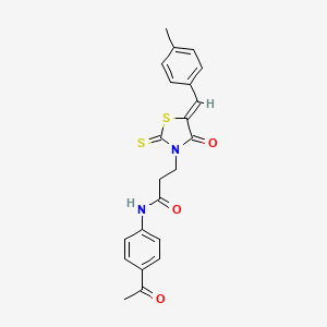 molecular formula C22H20N2O3S2 B3688888 N-(4-acetylphenyl)-3-[5-(4-methylbenzylidene)-4-oxo-2-thioxo-1,3-thiazolidin-3-yl]propanamide 