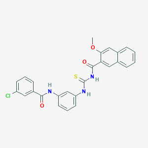 molecular formula C26H20ClN3O3S B3688917 N-[(3-{[(3-chlorophenyl)carbonyl]amino}phenyl)carbamothioyl]-3-methoxynaphthalene-2-carboxamide 