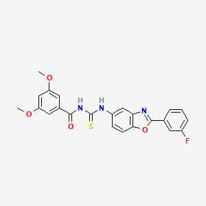 molecular formula C23H18FN3O4S B3688920 N-{[2-(3-fluorophenyl)-1,3-benzoxazol-5-yl]carbamothioyl}-3,5-dimethoxybenzamide 