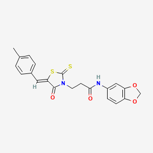 molecular formula C21H18N2O4S2 B3688931 N-1,3-benzodioxol-5-yl-3-[5-(4-methylbenzylidene)-4-oxo-2-thioxo-1,3-thiazolidin-3-yl]propanamide 