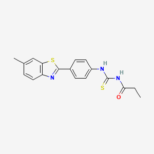 molecular formula C18H17N3OS2 B3688940 N-{[4-(6-methyl-1,3-benzothiazol-2-yl)phenyl]carbamothioyl}propanamide 